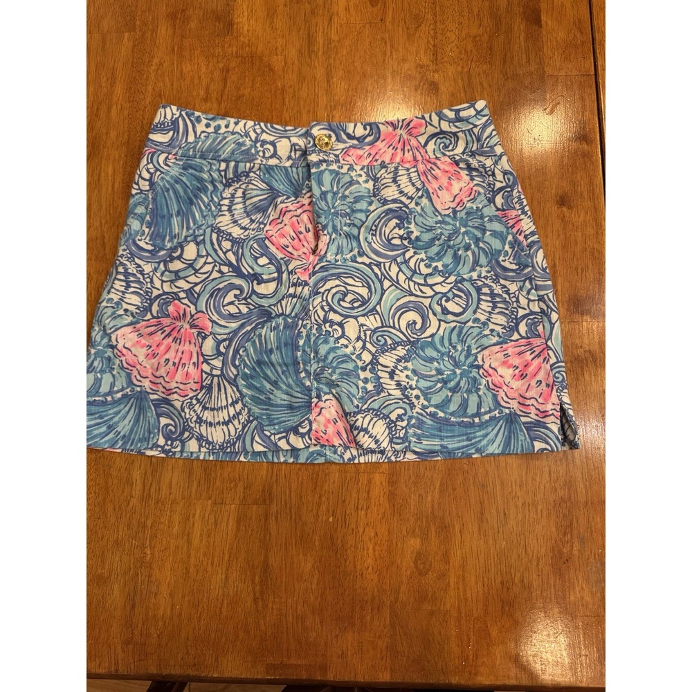 Lilly Pulitzer Skirt Womens 0 Multicolor Shell Print Lined Pockets Nautical